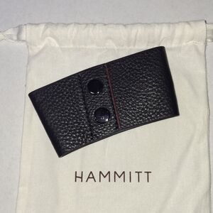 Hammitt Black Leather Cup Sleeve with Gunmetal Accents